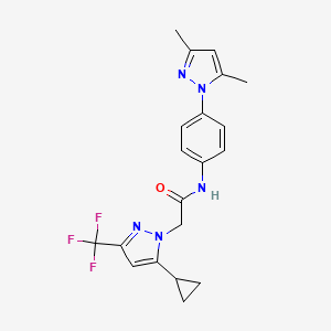 molecular formula C20H20F3N5O B5812531 2-[5-cyclopropyl-3-(trifluoromethyl)-1H-pyrazol-1-yl]-N-[4-(3,5-dimethyl-1H-pyrazol-1-yl)phenyl]acetamide 