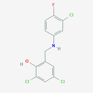 molecular formula C13H9Cl3FNO B5812684 2,4-dichloro-6-{[(3-chloro-4-fluorophenyl)amino]methyl}phenol 