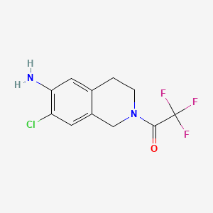 molecular formula C11H10ClF3N2O B581275 1-(6-氨基-7-氯-3,4-二氢异喹啉-2(1H)-基)-2,2,2-三氟乙酮 CAS No. 1097922-04-7