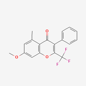 molecular formula C18H13F3O3 B5812961 7-methoxy-5-methyl-3-phenyl-2-(trifluoromethyl)-4H-chromen-4-one 