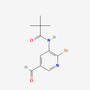molecular formula C11H13BrN2O2 B581311 N-(2-Bromo-5-formylpyridin-3-yl)pivalamide CAS No. 1142192-34-4