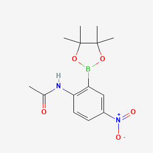 molecular formula C14H19BN2O5 B581321 N-(4-Nitro-2-(4,4,5,5-tetramethyl-1,3,2-dioxaborolan-2-yl)phenyl)acetamide CAS No. 1150271-73-0
