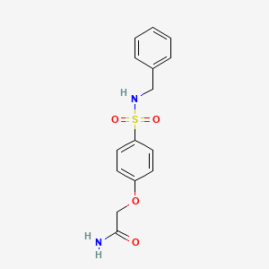 molecular formula C15H16N2O4S B5813276 2-{4-[(benzylamino)sulfonyl]phenoxy}acetamide 