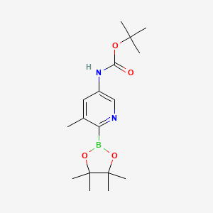 molecular formula C17H27BN2O4 B581333 tert-ブチル (5-メチル-6-(4,4,5,5-テトラメチル-1,3,2-ジオキサボロラン-2-イル)ピリジン-3-イル)カルバメート CAS No. 1310384-90-7