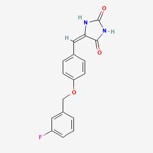 molecular formula C17H13FN2O3 B5813380 5-{4-[(3-fluorobenzyl)oxy]benzylidene}-2,4-imidazolidinedione 