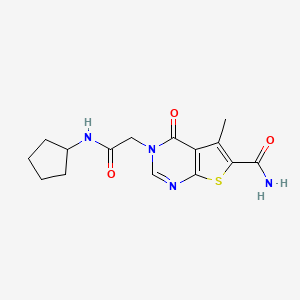 3-[2-(cyclopentylamino)-2-oxoethyl]-5-methyl-4-oxo-3,4-dihydrothieno[2,3-d]pyrimidine-6-carboxamide