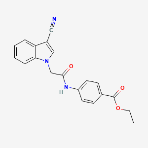 molecular formula C20H17N3O3 B5813404 ethyl 4-{[(3-cyano-1H-indol-1-yl)acetyl]amino}benzoate 