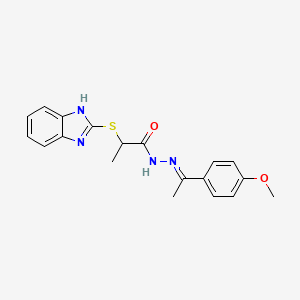 molecular formula C19H20N4O2S B5813451 2-(1H-benzimidazol-2-ylthio)-N'-[1-(4-methoxyphenyl)ethylidene]propanohydrazide 