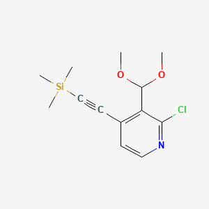 molecular formula C13H18ClNO2Si B581352 2-Chloro-3-(dimethoxymethyl)-4-((trimethylsilyl)-ethynyl)pyridine CAS No. 1171920-13-0