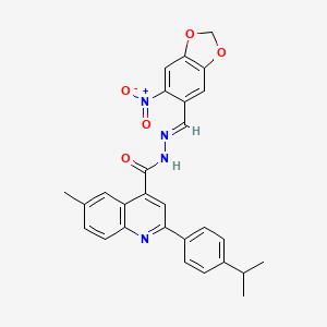 molecular formula C28H24N4O5 B5813633 2-(4-isopropylphenyl)-6-methyl-N'-[(6-nitro-1,3-benzodioxol-5-yl)methylene]-4-quinolinecarbohydrazide 