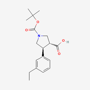 molecular formula C18H25NO4 B581377 (3R,4S)-rel-1-(tert-Butoxycarbonyl)-4-(3-ethylphenyl)pyrrolidine-3-carboxylic acid CAS No. 1255933-99-3