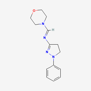 molecular formula C14H18N4O B5813844 N-(4-morpholinylmethylene)-1-phenyl-4,5-dihydro-1H-pyrazol-3-amine 