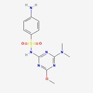 molecular formula C12H16N6O3S B5814247 4-amino-N-[4-(dimethylamino)-6-methoxy-1,3,5-triazin-2-yl]benzenesulfonamide 