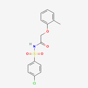 molecular formula C15H14ClNO4S B5814325 N-[(4-chlorophenyl)sulfonyl]-2-(2-methylphenoxy)acetamide 