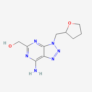 molecular formula C10H14N6O2 B581433 (7-amino-3-((tetrahydrofuran-2-yl)methyl)-3H-[1,2,3]triazolo[4,5-d]pyrimidin-5-yl)methanol CAS No. 1206970-17-3
