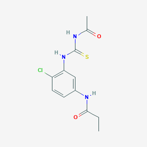 molecular formula C12H14ClN3O2S B5814361 N-(3-{[(acetylamino)carbonothioyl]amino}-4-chlorophenyl)propanamide 