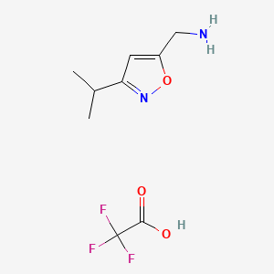 molecular formula C9H13F3N2O3 B581439 5-氨甲基-3-异丙基异恶唑三氟乙酸盐 CAS No. 1210972-22-7