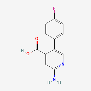 molecular formula C12H9FN2O2 B581443 2-Amino-5-(4-fluorophenyl)isonicotinic acid CAS No. 1214370-50-9
