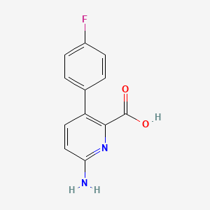 molecular formula C12H9FN2O2 B581445 6-氨基-3-(4-氟苯基)吡啶-2-甲酸 CAS No. 1214379-52-8