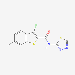 molecular formula C12H8ClN3OS2 B5814454 3-chloro-6-methyl-N-1,3,4-thiadiazol-2-yl-1-benzothiophene-2-carboxamide 