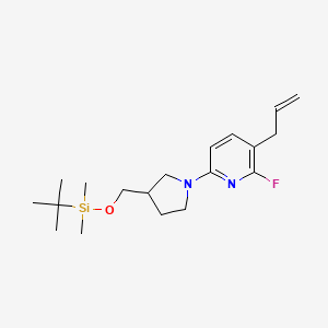 molecular formula C19H31FN2OSi B581477 3-Allyl-6-(3-((tert-butyldimethylsilyloxy)methyl)-pyrrolidin-1-YL)-2-fluoropyridine CAS No. 1228665-48-2