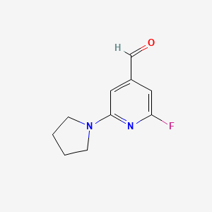 molecular formula C10H11FN2O B581487 2-Fluoro-6-(pyrrolidin-1-yl)isonicotinaldehyde CAS No. 1228666-44-1