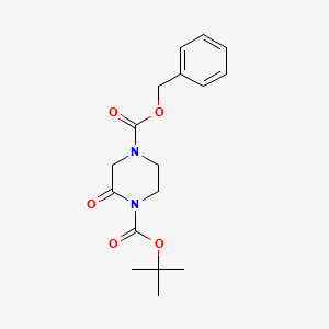 molecular formula C17H22N2O5 B581488 4-Benzyl 1-tert-butyl 2-oxopiperazine-1,4-dicarboxylate CAS No. 1228675-25-9