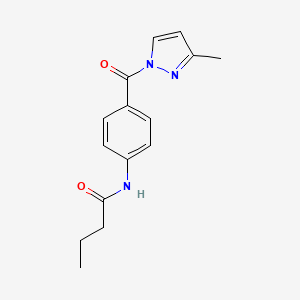 molecular formula C15H17N3O2 B5814895 N-{4-[(3-methyl-1H-pyrazol-1-yl)carbonyl]phenyl}butanamide 