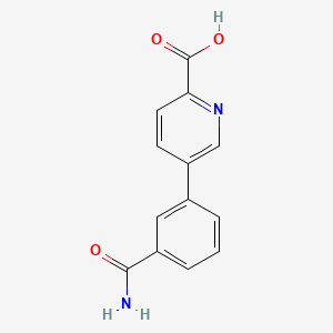 molecular formula C13H10N2O3 B581499 5-(3-Carbamoylphenyl)picolinic acid CAS No. 1261912-75-7