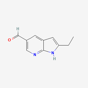 molecular formula C10H10N2O B581509 2-Ethyl-1H-pyrrolo[2,3-b]pyridine-5-carbaldehyde CAS No. 1246088-51-6