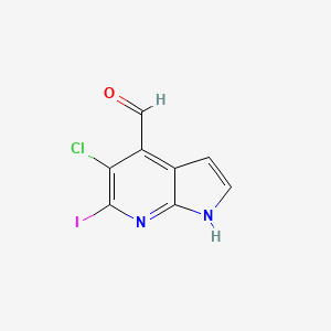 molecular formula C8H4ClIN2O B581512 5-Chloro-6-iodo-1H-pyrrolo[2,3-b]pyridine-4-carbaldehyde CAS No. 1246088-64-1