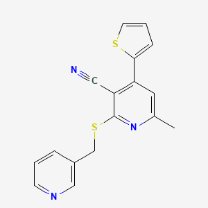 6-methyl-2-[(pyridin-3-ylmethyl)thio]-4-(2-thienyl)nicotinonitrile