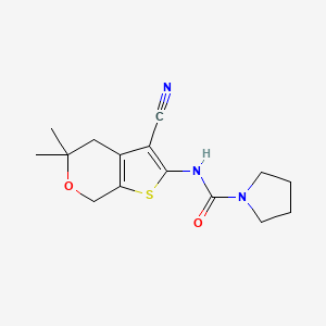 N-(3-cyano-5,5-dimethyl-4,7-dihydro-5H-thieno[2,3-c]pyran-2-yl)-1-pyrrolidinecarboxamide