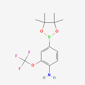 molecular formula C13H17BF3NO3 B581531 4-(4,4,5,5-Tetramethyl-1,3,2-dioxaborolan-2-YL)-2-(trifluoromethoxy)aniline CAS No. 1256360-36-7
