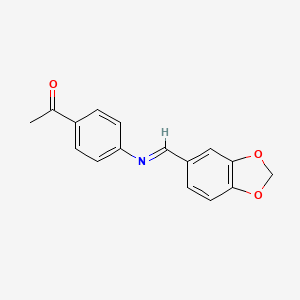 molecular formula C16H13NO3 B5815319 1-{4-[(1,3-benzodioxol-5-ylmethylene)amino]phenyl}ethanone CAS No. 92855-90-8