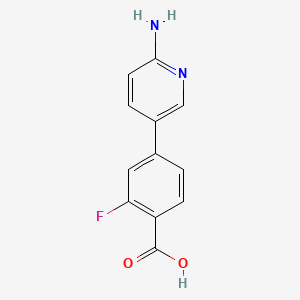 molecular formula C12H9FN2O2 B581539 4-(6-氨基吡啶-3-基)-2-氟苯甲酸 CAS No. 1258615-86-9