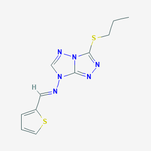 molecular formula C11H12N6S2 B5815404 3-(propylthio)-N-(2-thienylmethylene)-7H-[1,2,4]triazolo[4,3-b][1,2,4]triazol-7-amine 