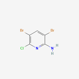 molecular formula C5H3Br2ClN2 B581542 3,5-Dibromo-6-chloropyridin-2-amine CAS No. 1261269-84-4