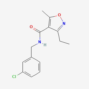 molecular formula C14H15ClN2O2 B5815467 N-(3-chlorobenzyl)-3-ethyl-5-methyl-4-isoxazolecarboxamide 