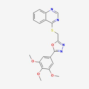 molecular formula C20H18N4O4S B5815507 4-({[5-(3,4,5-trimethoxyphenyl)-1,3,4-oxadiazol-2-yl]methyl}thio)quinazoline 