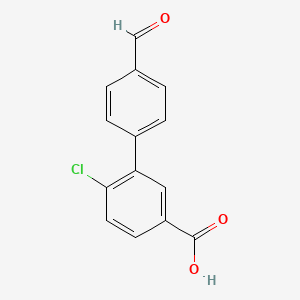 molecular formula C14H9ClO3 B581553 4-Chloro-3-(4-formylphenyl)benzoic acid CAS No. 1261921-72-5