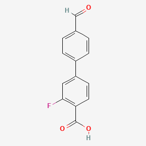 molecular formula C14H9FO3 B581560 2-Fluoro-4-(4-formylphenyl)benzoic acid CAS No. 1261970-90-4