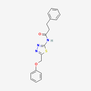 molecular formula C18H17N3O2S B5815608 N-[5-(phenoxymethyl)-1,3,4-thiadiazol-2-yl]-3-phenylpropanamide 