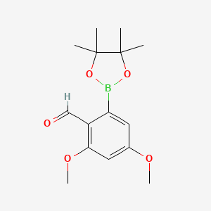 molecular formula C15H21BO5 B581570 2,4-二甲氧基-6-(4,4,5,5-四甲基-1,3,2-二氧杂硼环-2-基)苯甲醛 CAS No. 1265360-45-9