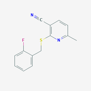 molecular formula C14H11FN2S B5815764 2-[(2-fluorobenzyl)thio]-6-methylnicotinonitrile 