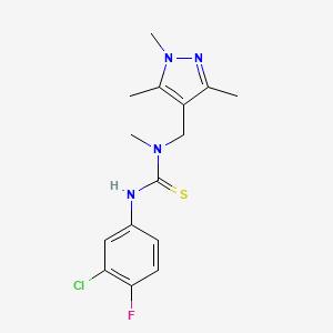 N'-(3-chloro-4-fluorophenyl)-N-methyl-N-[(1,3,5-trimethyl-1H-pyrazol-4-yl)methyl]thiourea