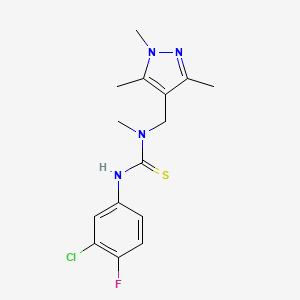 molecular formula C15H18ClFN4S B5815811 N'-(3-chloro-4-fluorophenyl)-N-methyl-N-[(1,3,5-trimethyl-1H-pyrazol-4-yl)methyl]thiourea 