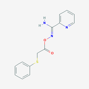 molecular formula C14H13N3O2S B5815994 N'-{[2-(phenylthio)acetyl]oxy}-2-pyridinecarboximidamide 