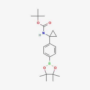 molecular formula C20H30BNO4 B581600 tert-Butyl (1-(4-(4,4,5,5-tetramethyl-1,3,2-dioxaborolan-2-yl)phenyl)cyclopropyl)carbamate CAS No. 1313441-88-1