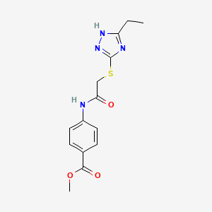 molecular formula C14H16N4O3S B5816109 methyl 4-({[(5-ethyl-4H-1,2,4-triazol-3-yl)thio]acetyl}amino)benzoate 